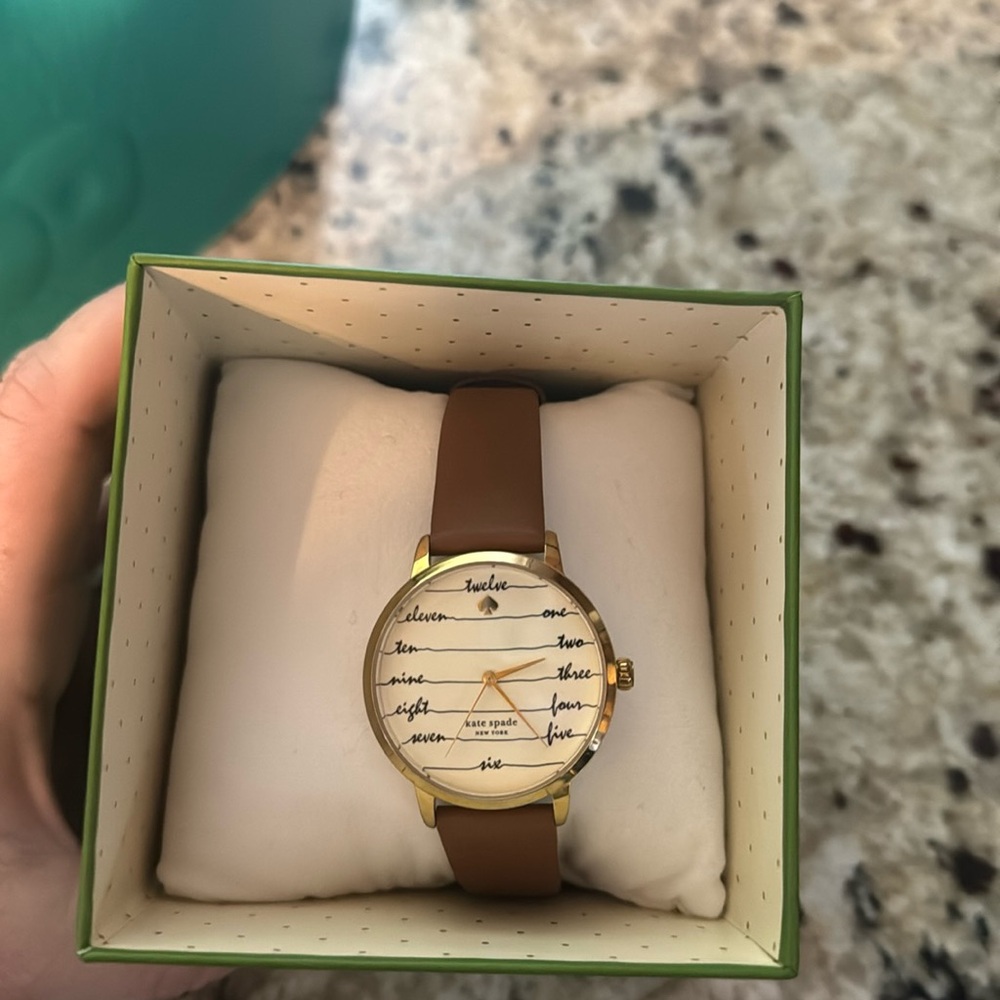 Kate Spade New York KSW9019 Metro Cream Dial Brown Leather Strap Women's Watch